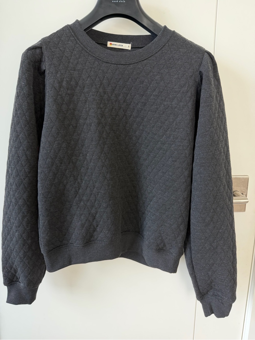 Marine Layer Quilted Crew Sweatshirt - Charcoal